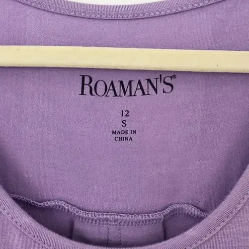 Roaman’s New Cold Shoulder Flutter Sleeve High-Low Hem Tunic Top Purple Size 12W