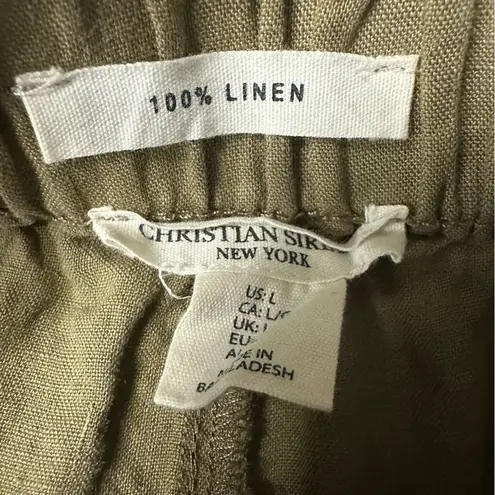 Christian Siriano Linen Shorts Skort Faux Wrap Chino Neutral Casual Womens Large Tan