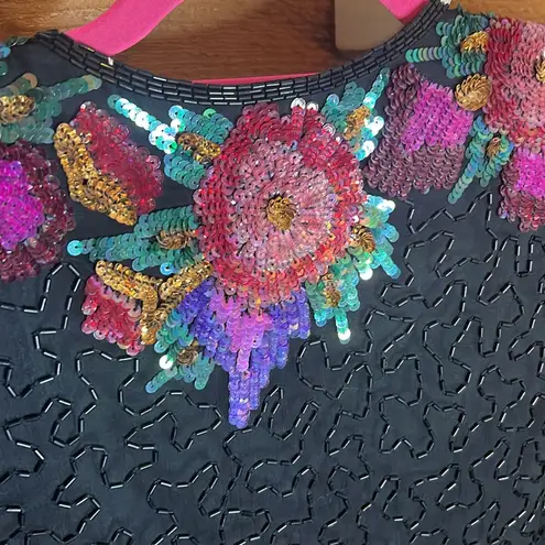 Laurence Kazar Vintage New York Silk Beaded Floral Jacket Blazer 60s Avant Garde - Image 7