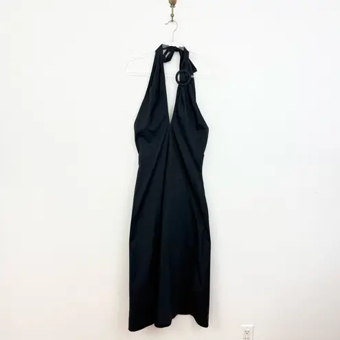 STAUD Kai Low Back Halter Dress Black