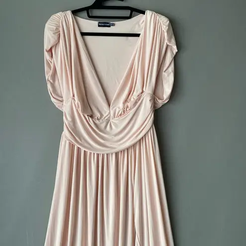 Pretty Little Thing sz 18 blouson pink maxi plunge A