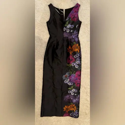NWOT Kay Unger Helene Column Sleeveless raven boysenberry floral print sz 2 Purple