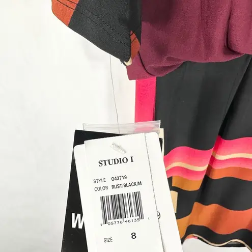 Sandra Darren Size 8 Dress Color Block Orange Pink Black Drape Sheath NWT 726 - Image 9