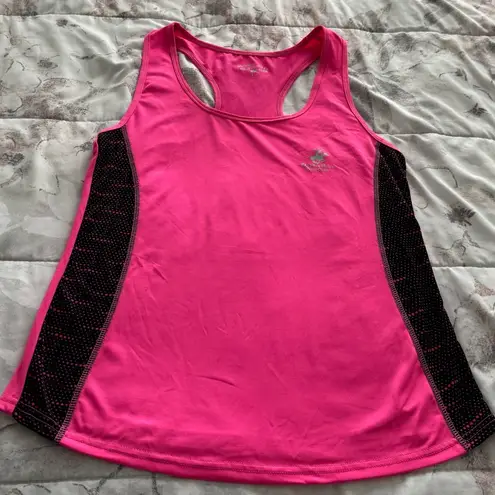 Beverly Hills Polo Club women’s athletic pink tank top with black mesh, size L