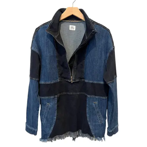 WASH LAB DENIM Popover Denim Shirt Jacket Size Small Blue