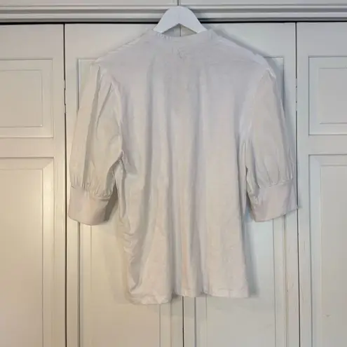 Habitual cotton puffâsleeve white button front top large