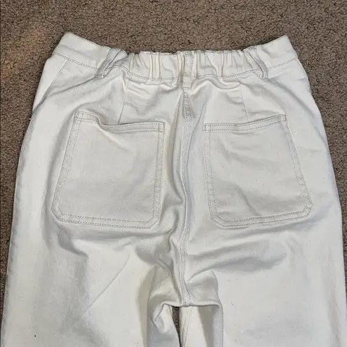 Thakoon High Waisted Straight Leg Denim Pant Ecru 2