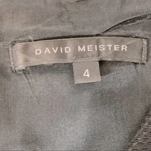 David Meister Black Textured Sheath Dress with a Waist Knot Detail