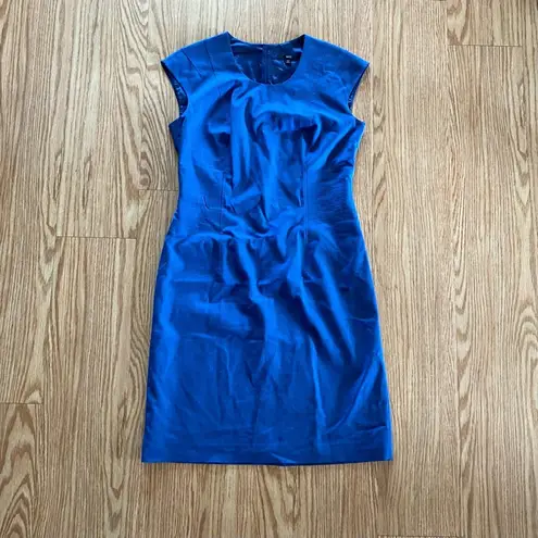 Hugo Boss Boss by Blue Wool Blend Sheath Midi Dress Womens 8