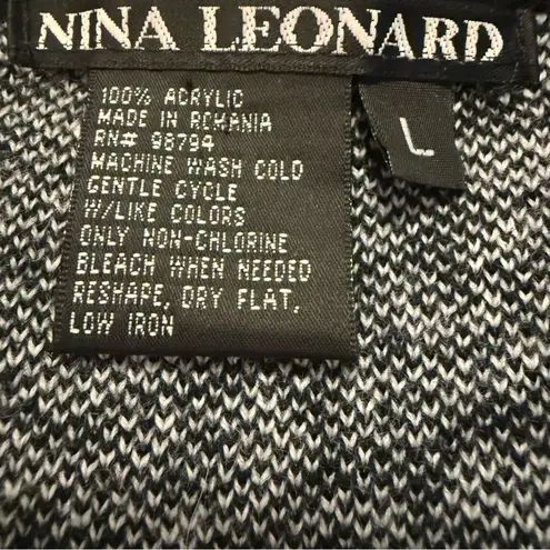 Nina Leonard black and white leopard print cardigan sweater Size Large - Image 6