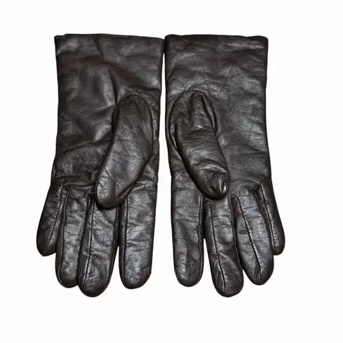 VTG Cashmere WPL 9093 Women's Chocolate Brown Size 7M Leather Gloves Lined