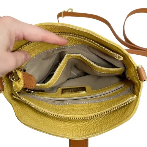 Valentina Yellow Genuine Pebbled Leather Crossbody Or Shoulder Bucket Bag Purse