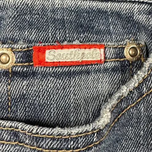 Y2K Southpole Jeans Womens Juniors 11 Embroidered Grunge Floral Flare Denim Emo Blue Size 31