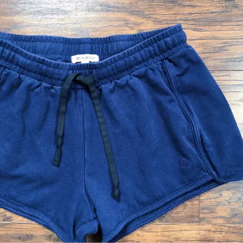 ALBION FIT • navy blue 100% cotton shorts lounge pj cozy knit terry sweatshirt