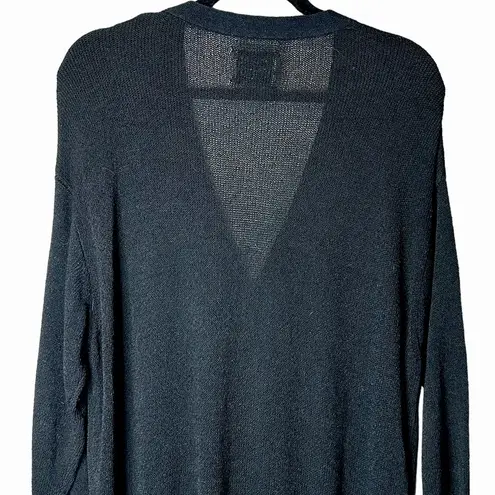 margaret o'leary Margaret O’Leary Black Viscose Blend Cardigan Sweater Button Up USA Dry Clean