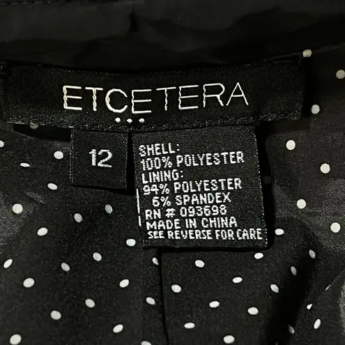 Etcetera Womens SZ 12 Jacket Button Up Long Sleeve Ruched Front V-Neck Black