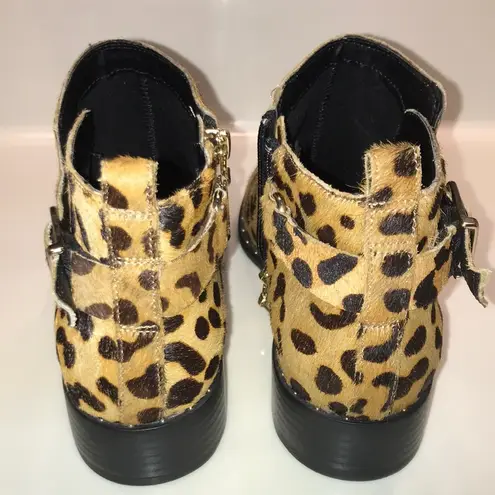 Steven By Steve Madden  Women’s Cavi Calf Hair Leopard Print Heeled Ankle Booties