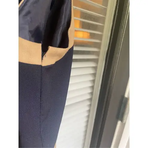 JCrew Suiting Color Block 100% Wool Sleeveless Sheath Dress Blue / Beige 12