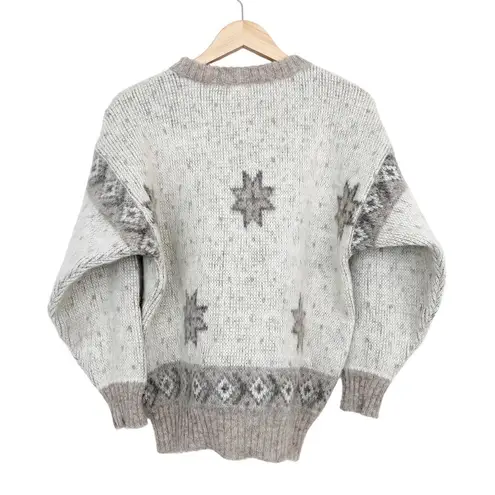 Vintage Alafoss Icewool Cream Tan Star Print Swater Sz M Size M