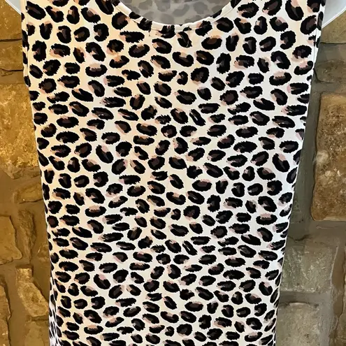 Cozy Couture Leopard Cheetah Print High Low Tank Top Shirt Women’s Medium Black
