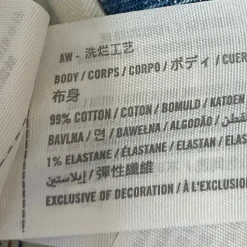 Abercrombie & Fitch  Blue Distressed Frayed High Waist Denim Jeans Mom Shorts 25