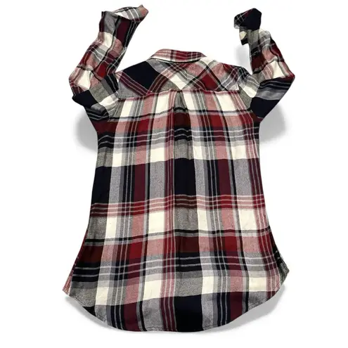 Rails RED BURGUNDY WHITE FLANNEL Plaid Button-Up Shirt Size S