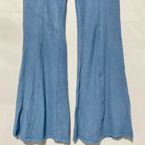 Area Stars New Ribbed Knit Flare Leg Full Length Pull On Pants Blue Size Small