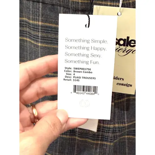 Something Navy NWT Plaid High Waisted Trouser Pants Brown Combo Women's Size 4 - Image 5