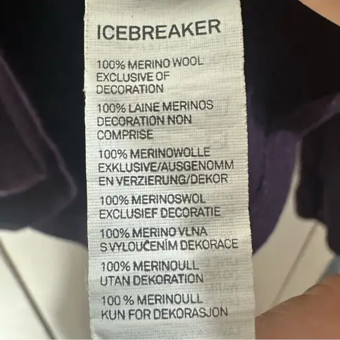 Icebreaker Merino Wool Quarter Zip Sweater Purple Size Medium