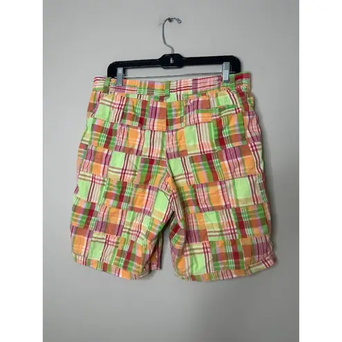 Cape Madras Bermuda Shorts Womens 12 Madras Plaid Patchwork Preppy Golf Casual Pink