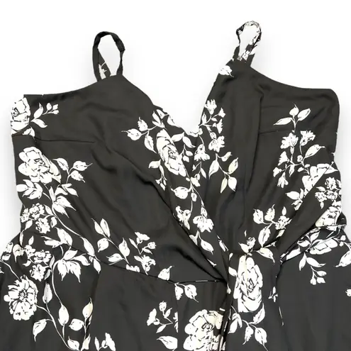 City Chic Womens Shorts Romper Floral Print Tie Front Black White Size XL 22