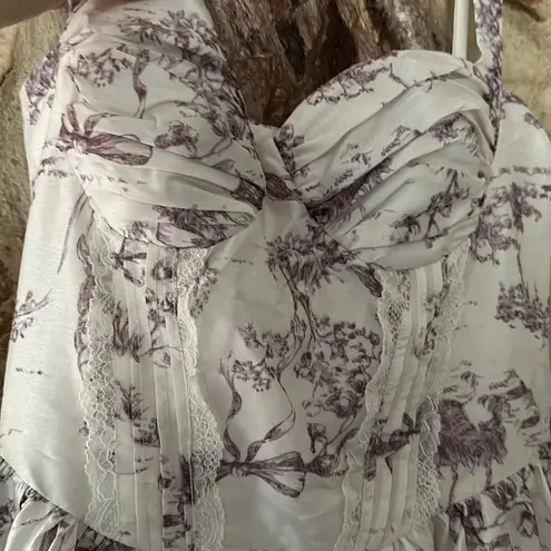 Commense Toile Print Corset Dress size xs White