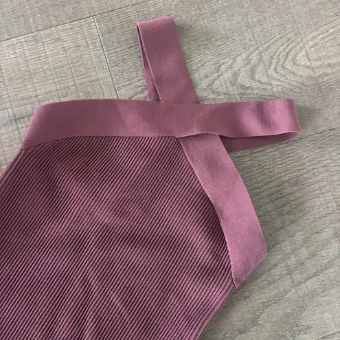 Babaton aritzia sculpt neck ribbed bodycon criss cross mini dress