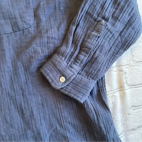 Time & Tru  Blouse Button Down Blue 16-18 XL Long Sleeve Shirt Lagenlook Plus