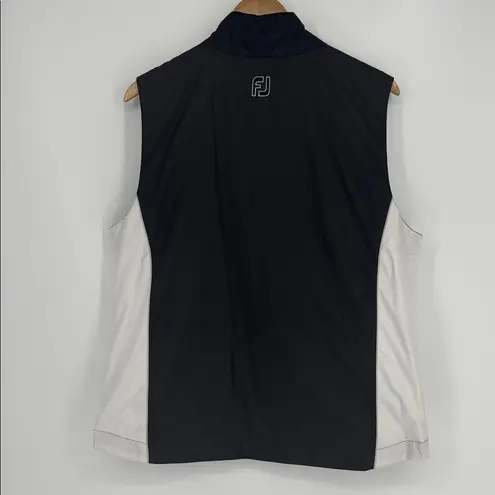 FootJoy Vintage Full Zip Weather Resistant Golf Vest Women’s Size XL Black White