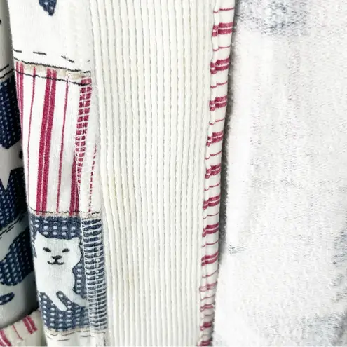 CAROLE HOCHMAN Cat Lover Graphic Belted Waist Long Sleeve 100% Cotton Robe Small