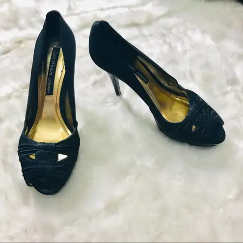 ZARA  Collection Black Satin Platform Pumps Size 8/ 39