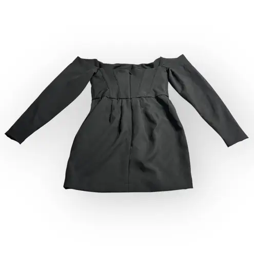 Mistress Rocks Bardot Corset Dress Women's Medium Black Mini Crepe Off Shoulder