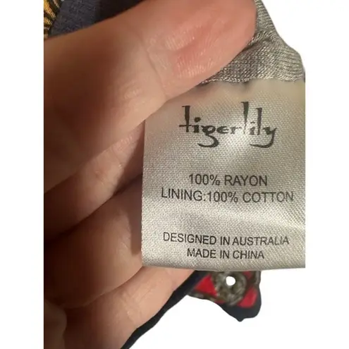 Tigerlily Red Floral Paisley Long Sleeve Full Zip Lightweight Jacket Women Sz 6