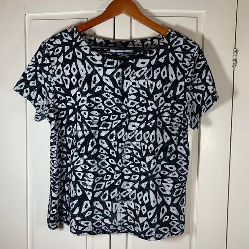 Su Placer Global Festival Womens Large Cotton Batik Print Casual Artisan Top White