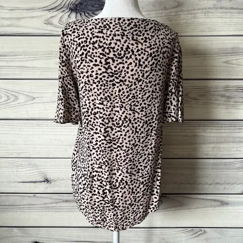 H&M Beige & Black Cheetah Print Flutter Sleeve Top thumbnail 5