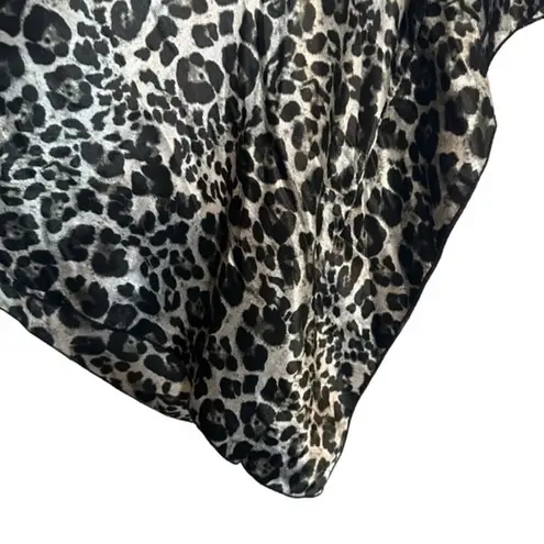 Fashion Magazine  Tan & Black Leopard Animal Print One Arm Blouse Women Sz L