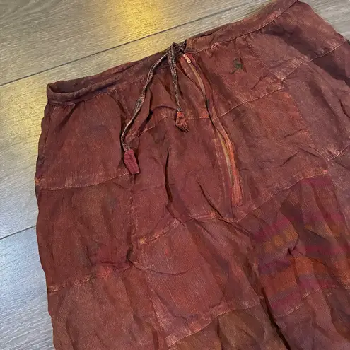 Vintage Creative Clothing Maroon Dark Red Patchwork Skirt Size Medium