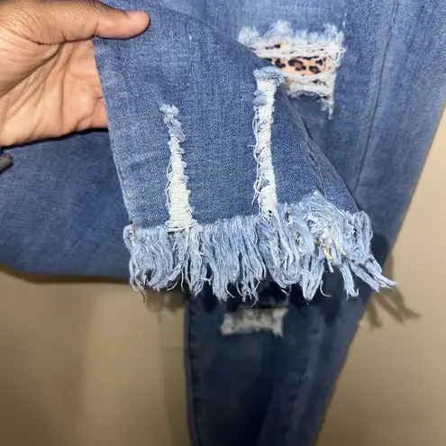 Womens Skinny Jeans With Animal Print Patches Medium Size 8