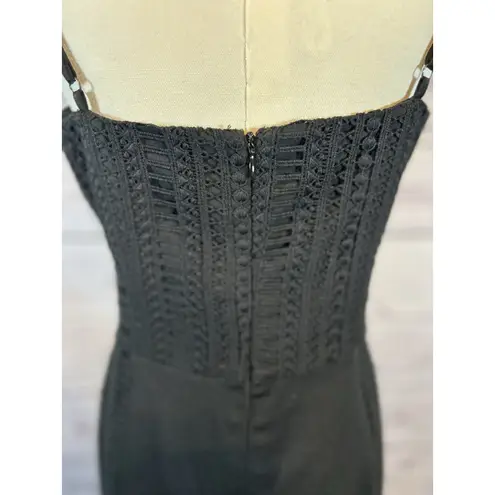 Adelyn Rae  Small Black Lace Jumpsuit | Spaghetti Strap Wide Leg Romper