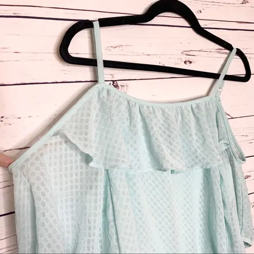 A Byer A. Byer Icy Blue Cold Shoulder Blouse Top Size Large