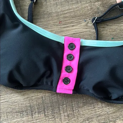 Hula Honey |Black Bikini Top with Colorful details sz Small