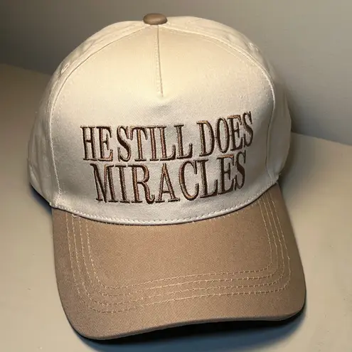 He Still Does Miracles Trucker Hat Taupe / Cream NWT Tan