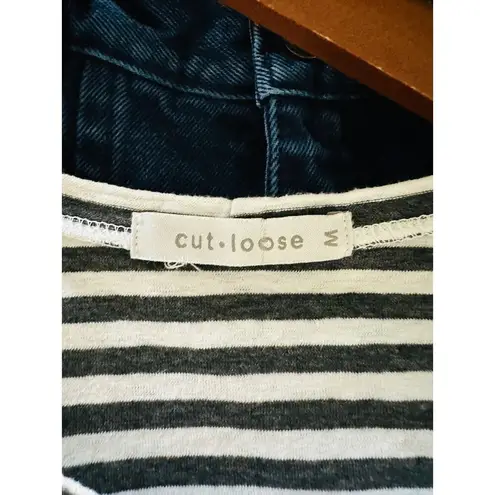 Cut Loose Women's Linen Top/T Shirt Braton Strip Nautical Size M Lagen Look White Size M