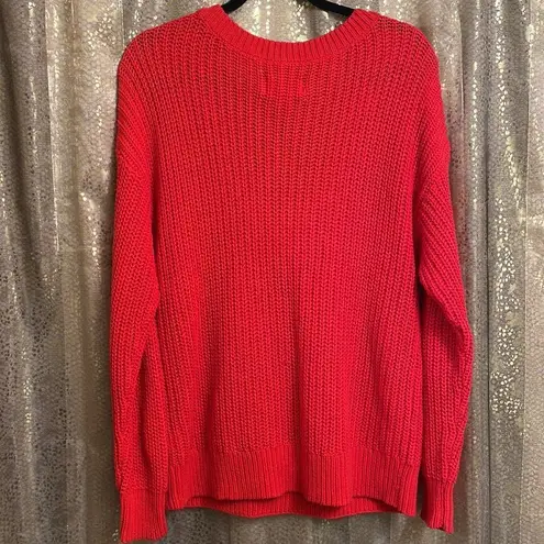 PINK - Victoria's Secret PINK Victoria’s Secrwt bright red open knit oversized sweater, size s, GUC